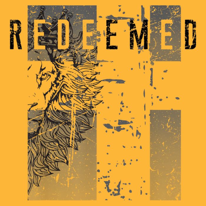 Redeemed Faded Distressed Grunge Lion With Cross Christian Sustainable Knit Beanie