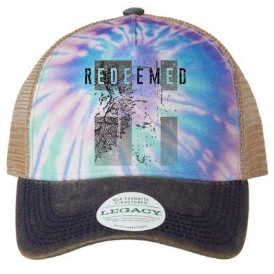 Redeemed Faded Distressed Grunge Lion With Cross Christian Legacy Tie Dye Trucker Hat