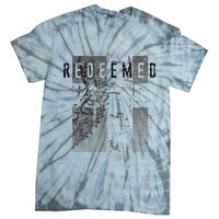Redeemed Faded Distressed Grunge Lion With Cross Christian Tie-Dye T-Shirt