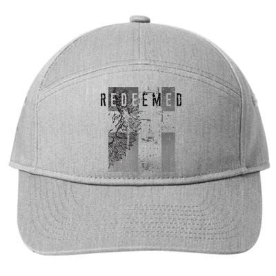 Redeemed Faded Distressed Grunge Lion With Cross Christian 7-Panel Snapback Hat