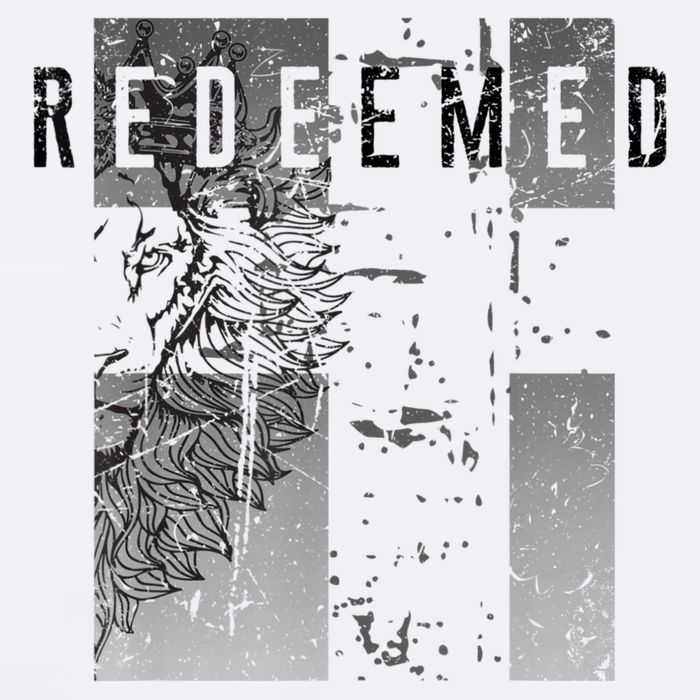 Redeemed Faded Distressed Grunge Lion With Cross Christian Sueded Cloud Jersey T-Shirt
