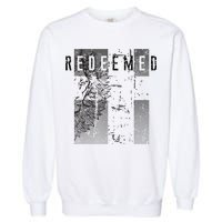 Redeemed Faded Distressed Grunge Lion With Cross Christian Garment-Dyed Sweatshirt