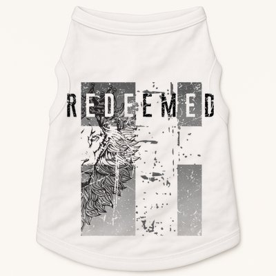 Redeemed Faded Distressed Grunge Lion With Cross Christian Doggie Tank