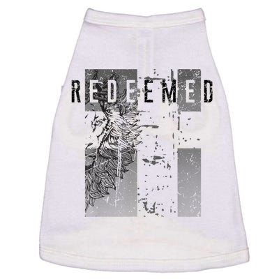 Redeemed Faded Distressed Grunge Lion With Cross Christian Doggie Tank