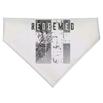 Redeemed Faded Distressed Grunge Lion With Cross Christian USA-Made Doggie Bandana