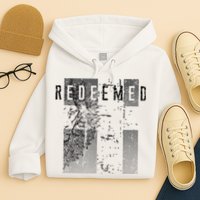 Redeemed Faded Distressed Grunge Lion With Cross Christian Hoodie