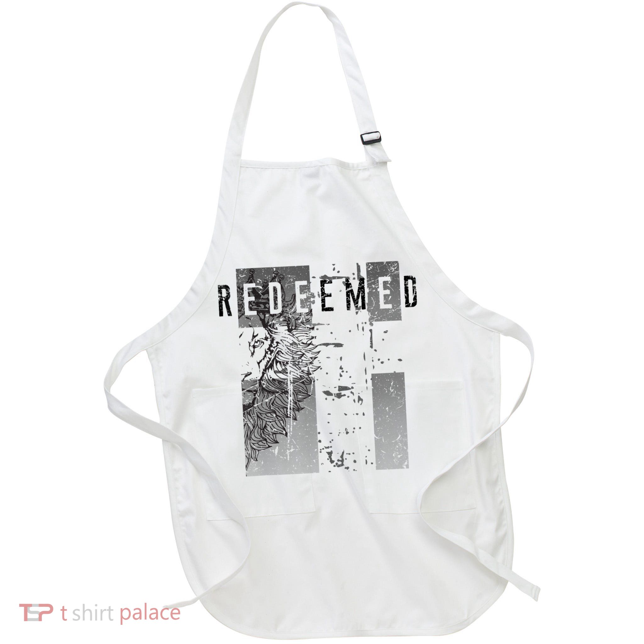 Redeemed Faded Distressed Grunge Lion With Cross Christian Apron