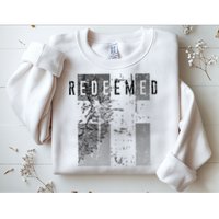 Redeemed Faded Distressed Grunge Lion With Cross Christian Sweatshirt