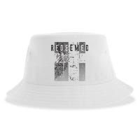 Redeemed Faded Distressed Grunge Lion With Cross Christian Sustainable Bucket Hat