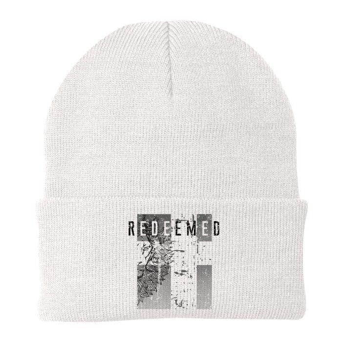 Redeemed Faded Distressed Grunge Lion With Cross Christian Beanie