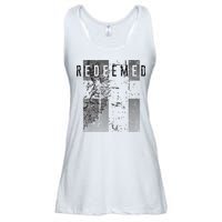 Redeemed Faded Distressed Grunge Lion With Cross Christian Ladies Essential Flowy Tank