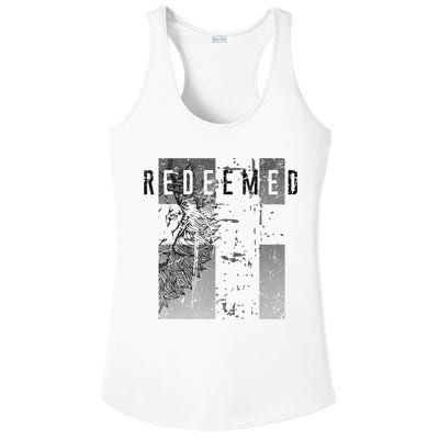 Redeemed Faded Distressed Grunge Lion With Cross Christian Ladies PosiCharge Competitor Racerback Tank