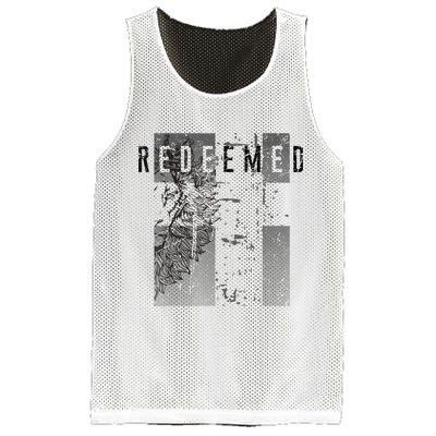 Redeemed Faded Distressed Grunge Lion With Cross Christian Mesh Reversible Basketball Jersey Tank