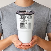 Redeemed Faded Distressed Grunge Lion With Cross Christian Tumbler