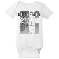 Redeemed Faded Distressed Grunge Lion With Cross Christian Baby Bodysuit