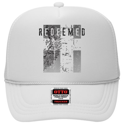 Redeemed Faded Distressed Grunge Lion With Cross Christian Trucker Hat