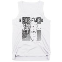 Redeemed Faded Distressed Grunge Lion With Cross Christian Tank Top
