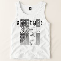 Redeemed Faded Distressed Grunge Lion With Cross Christian Tank Top