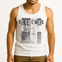 Redeemed Faded Distressed Grunge Lion With Cross Christian Tank Top