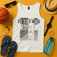 Redeemed Faded Distressed Grunge Lion With Cross Christian Tank Top