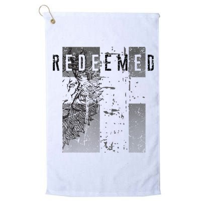 Redeemed Faded Distressed Grunge Lion With Cross Christian Golf Towel