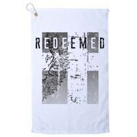 Redeemed Faded Distressed Grunge Lion With Cross Christian Golf Towel