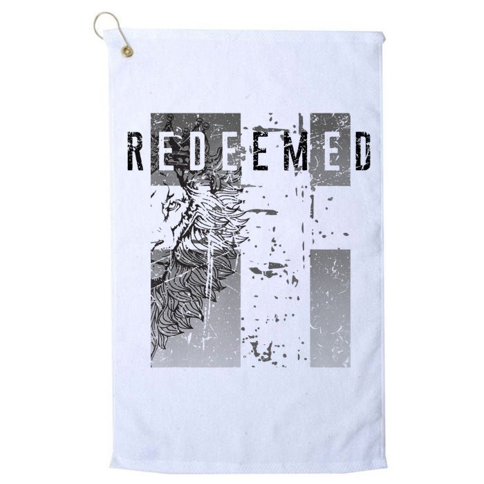 Redeemed Faded Distressed Grunge Lion With Cross Christian Golf Towel