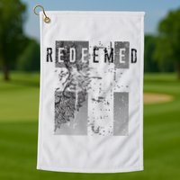 Redeemed Faded Distressed Grunge Lion With Cross Christian Golf Towel