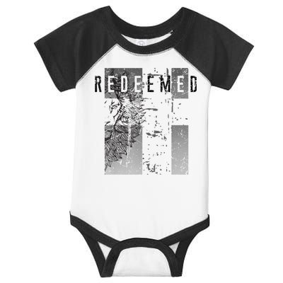 Redeemed Faded Distressed Grunge Lion With Cross Christian Infant Baby Jersey Bodysuit