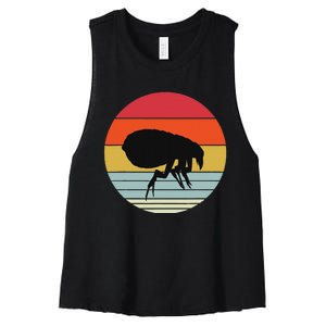 Retro Flea Design Exterminator Fleas Women's Racerback Cropped Tank