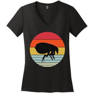 Retro Flea Design Exterminator Fleas Women's V-Neck T-Shirt