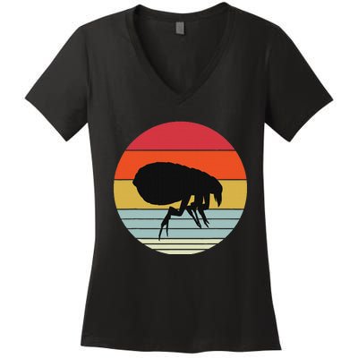 Retro Flea Design Exterminator Fleas Women's V-Neck T-Shirt