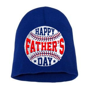 Retro Fathers Day Baseball Dad Papa Grandpa From Son Gift Short Acrylic Beanie