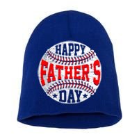 Retro Fathers Day Baseball Dad Papa Grandpa From Son Gift Short Acrylic Beanie