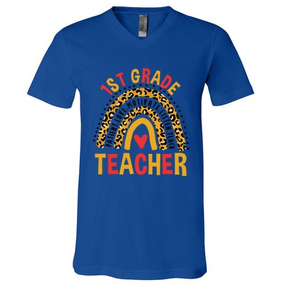 Rainbow First Day Of School 1St Grade Teacher Gift V-Neck T-Shirt