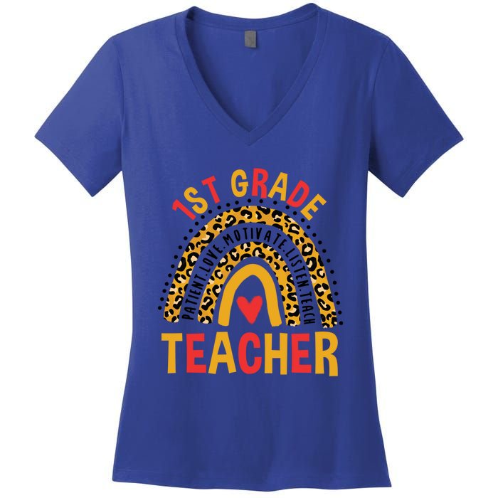 Rainbow First Day Of School 1St Grade Teacher Gift Women's V-Neck T-Shirt