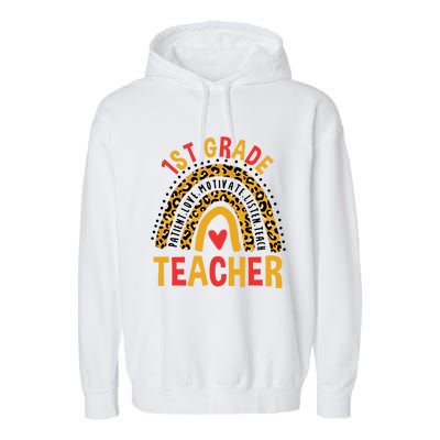 Rainbow First Day Of School 1St Grade Teacher Gift Garment-Dyed Fleece Hoodie