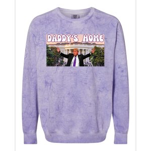 Retro Funny DaddyS Home Trump 2024 Stand With Trump Funny Gift Colorblast Crewneck Sweatshirt