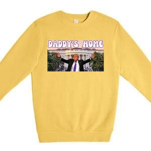 Retro Funny DaddyS Home Trump 2024 Stand With Trump Funny Gift Premium Crewneck Sweatshirt