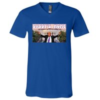 Retro Funny DaddyS Home Trump 2024 Stand With Trump Funny Gift V-Neck T-Shirt