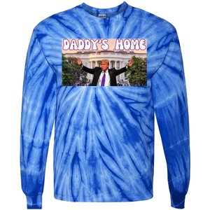 Retro Funny DaddyS Home Trump 2024 Stand With Trump Funny Gift Tie-Dye Long Sleeve Shirt