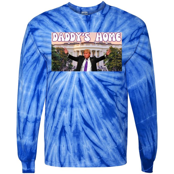 Retro Funny DaddyS Home Trump 2024 Stand With Trump Funny Gift Tie-Dye Long Sleeve Shirt