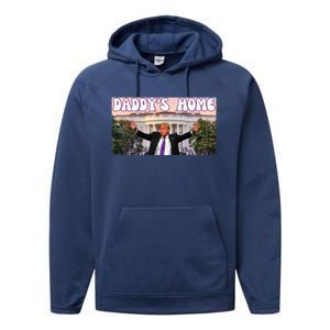 Retro Funny DaddyS Home Trump 2024 Stand With Trump Funny Gift Performance Fleece Hoodie