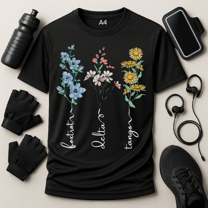 Retro Foxtrots Deltas Tangos Flower Performance Shirt