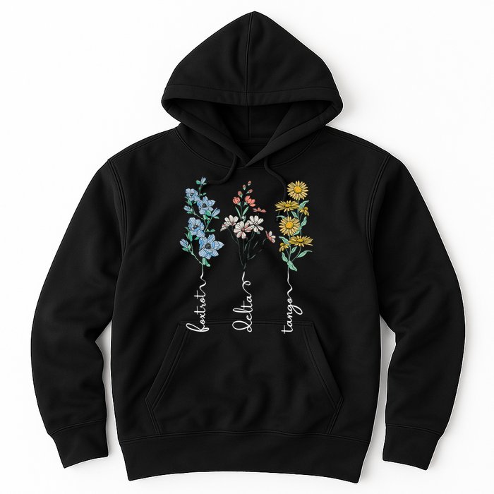 Retro Foxtrots Deltas Tangos Flower Hoodie
