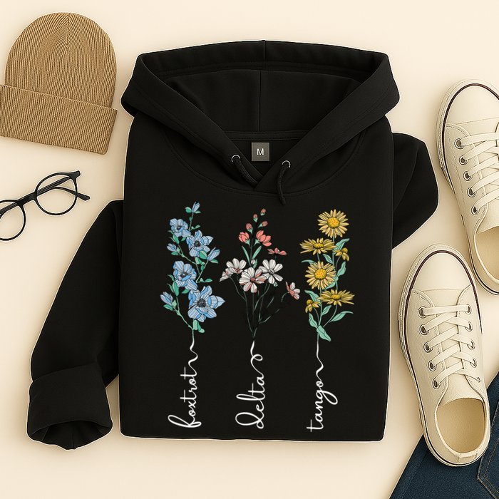 Retro Foxtrots Deltas Tangos Flower Hoodie