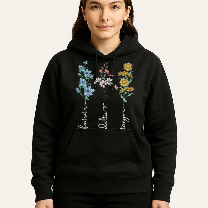 Retro Foxtrots Deltas Tangos Flower Hoodie