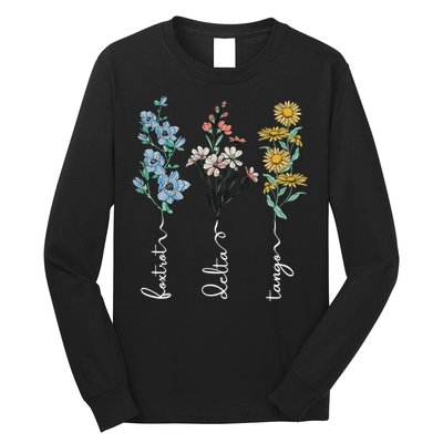 Retro Foxtrots Deltas Tangos Flower Long Sleeve Shirt