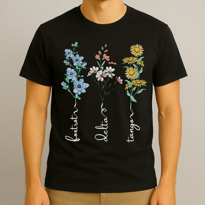Retro Foxtrots Deltas Tangos Flower T-Shirt