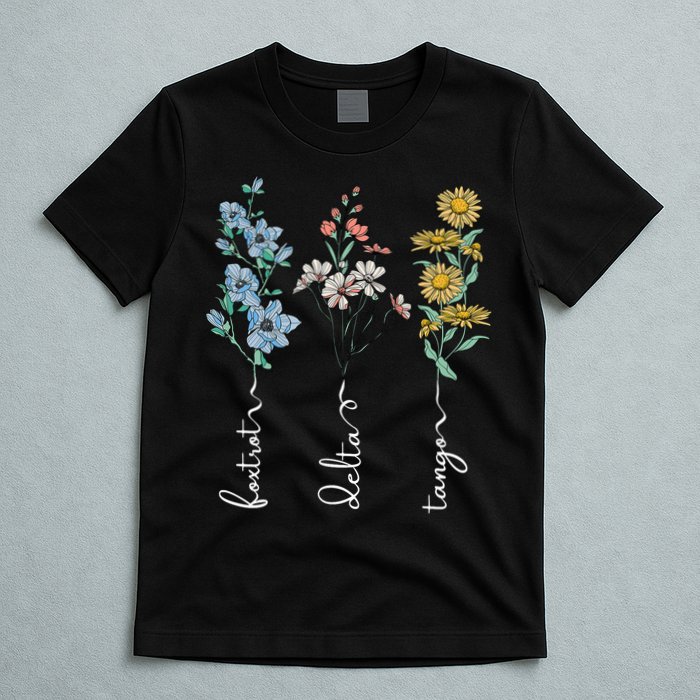 Retro Foxtrots Deltas Tangos Flower T-Shirt